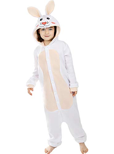 Funidelia | Disfraz de Conejo Onesie para niño y niña Talla 7-9 años ▶ Animales - Color: Blanco - Divertidos Disfraces y complementos para Carnaval y Halloween