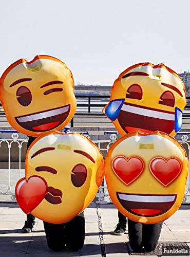 Funidelia | Disfraz de Emoji Sonriente con lágrimas Oficial para Hombre y Mujer Talla única ▶ Emoticono, Whatsapp, Original y Divertido - Color: Amarillo - Licencia: 100% Oficial