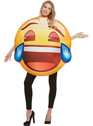 Funidelia | Disfraz de Emoji Sonriente con lágrimas Oficial para Hombre y Mujer Talla única ▶ Emoticono, Whatsapp, Original y Divertido - Color: Amarillo - Licencia: 100% Oficial