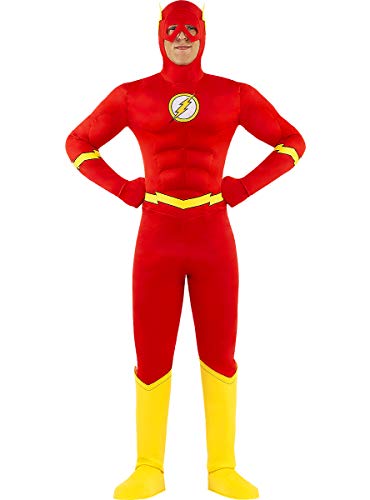 Funidelia | Disfraz de Flash Oficial para Hombre Talla S ▶ Superhéroes, DC Comics, Justice League - Color: Rojo - Licencia: 100% Oficial - Divertidos Disfraces y complementos