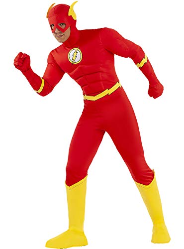 Funidelia | Disfraz de Flash Oficial para Hombre Talla S ▶ Superhéroes, DC Comics, Justice League - Color: Rojo - Licencia: 100% Oficial - Divertidos Disfraces y complementos