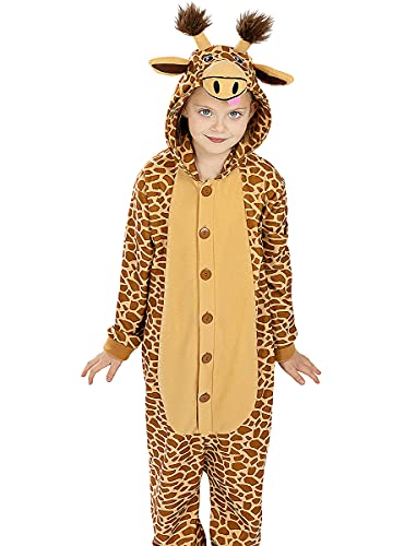 Funidelia | Disfraz de Jirafa Onesie para niño y niña Talla 10-12 años ▶ Animales, Desierto - Color: Marrón - Divertidos Disfraces y complementos para Carnaval y Halloween