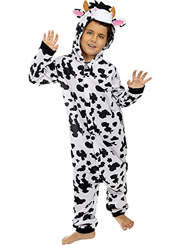 Funidelia | Disfraz de Vaca Onesie para niño y niña Talla 5-6 años ▶ Animales, Granja - Color: Blanco - Divertidos Disfraces y complementos para Carnaval y Halloween