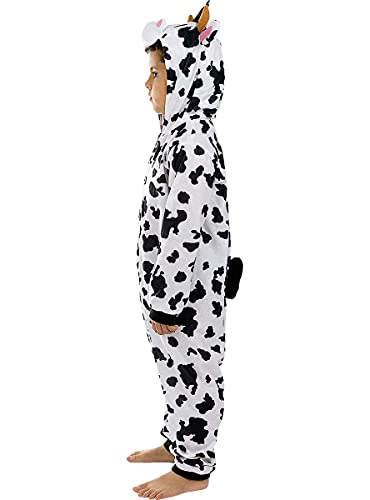 Funidelia | Disfraz de Vaca Onesie para niño y niña Talla 5-6 años ▶ Animales, Granja - Color: Blanco - Divertidos Disfraces y complementos para Carnaval y Halloween