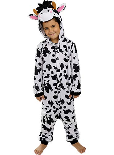 Funidelia | Disfraz de Vaca Onesie para niño y niña Talla 5-6 años ▶ Animales, Granja - Color: Blanco - Divertidos Disfraces y complementos para Carnaval y Halloween