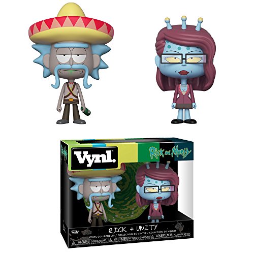 Funko 32267 VYNL 4 en Paquete de 2: Rick & Morty: Rick w/Sombrero & Unity Morty, Multi