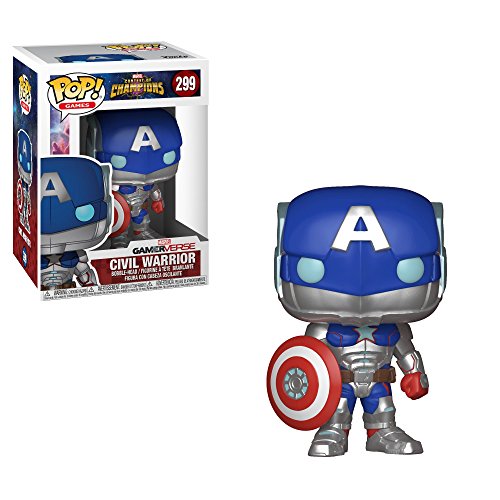 Funko – Marvel, Batalla de Superhéroes – Colección Pop Vinyl, Figura 299 - Capitán América, 9 cm