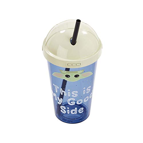 Funko Star Wars Mandalorian: The Child: Cup with Straw: This Is My Good Side Taza con Pajita, 420ml