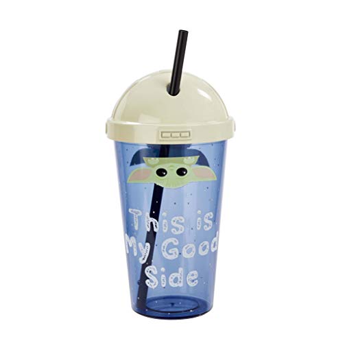 Funko Star Wars Mandalorian: The Child: Cup with Straw: This Is My Good Side Taza con Pajita, 420ml