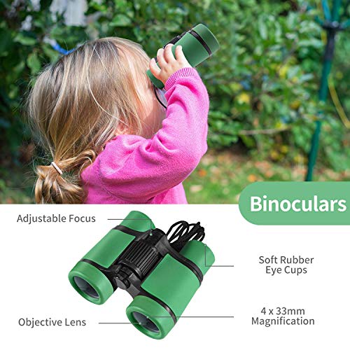 Funny House Exploración para Niños,26 Piezas Outdoor Explorer Kit Aventura al Aire Libre Juguetes 3-10 años Educativos Regalo de Cumpleaños para Niños con Mochila Brújula Binoculars