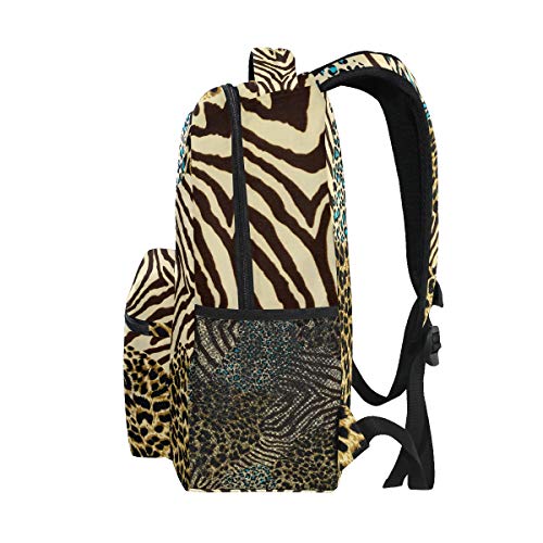 Funnyy Animal Tiger Zebra Leopard Print Mochila de Viaje Escuela Bolsa de Hombro Bookbag para niños niñas niños Hombres Mujeres