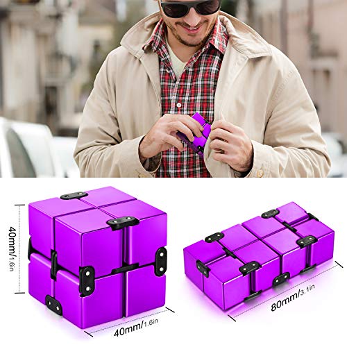 Funxim Infinity Cube Toy para Adultos y niños, versión Nueva Fidget Finger Toy Stress y Ansiedad, Killing Time Fidget Toys Infinite Cube para Office Staff (Púrpura)