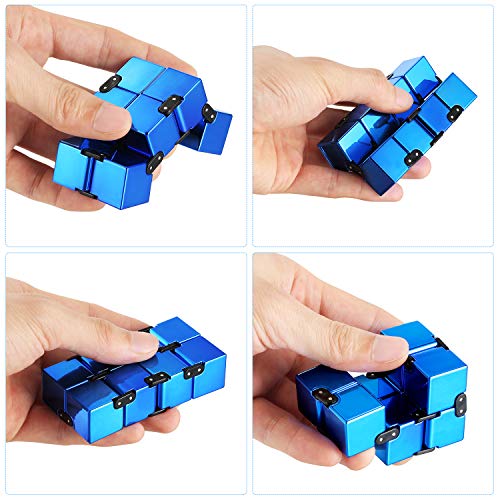 Funxim Infinity Cube Toy para Adultos y niños, versión Nueva Fidget Finger Toy Stress y Ansiedad, Killing Time Fidget Toys Infinite Cube para Office Staff (Azul)