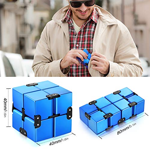 Funxim Infinity Cube Toy para Adultos y niños, versión Nueva Fidget Finger Toy Stress y Ansiedad, Killing Time Fidget Toys Infinite Cube para Office Staff (Azul)