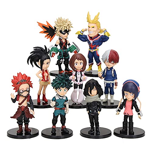 FUXIANG 9pcs / Set Anime Figure My Hero Academia Figuras 9cm Midoriya Izuku Shougo Todorgoki Bakugou Eijiro Boku No Hero Academia Acción Modelo Juguetes (Ningún Caja de Venta)