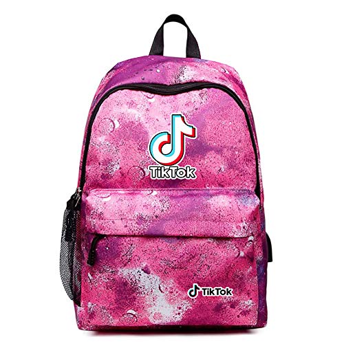 FZ FUTURE TIK Tok Anime Cartoon Backpack, Escolar Estudiantes Mochila Mochila de Moda con Puerto de Carga USB y línea de Audio Unisex Bookbag para Estudiantes Cool Unisex,Pink 2