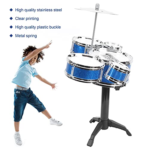 Gaeirt 12 Piezas Juguete Tambor Jazz con 2 Baquetas, 5 Parches, 1 Platillo, Batería para Niños Instrumentos Musicales Percusión Educativos para Niños(Tambor de Jazz de simulación)