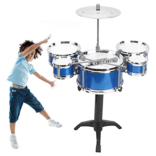 Gaeirt 12 Piezas Juguete Tambor Jazz con 2 Baquetas, 5 Parches, 1 Platillo, Batería para Niños Instrumentos Musicales Percusión Educativos para Niños(Tambor de Jazz de simulación)