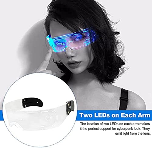 Gafas Luminosas Led, Gafas De Visera Electrónica Futurista, Gafas con Visera Led, Gafas De Neón, para Festivales, Fiestas, Cumpleaños, Navidad,DJ, Conciertos En Vivo(Siete Colores)