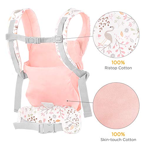 GAGAKU Baby Doll Carrier Portadores de Animales de Peluche Delante y detrás para niñas – Rosa (Flamencos)