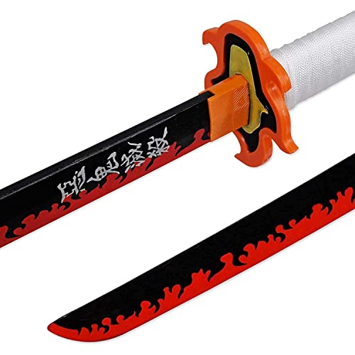 Gaiev Katana Demon Slayer Blade Rengoku Kyoujurou Samurai Knife Sword,Anime Lovers Cosplay Toy,Juegos,como Regalo (Color : White, Size : 76cm)