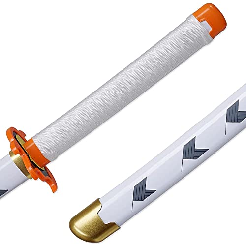 Gaiev Katana Demon Slayer Blade Rengoku Kyoujurou Samurai Knife Sword,Anime Lovers Cosplay Toy,Juegos,como Regalo (Color : White, Size : 76cm)