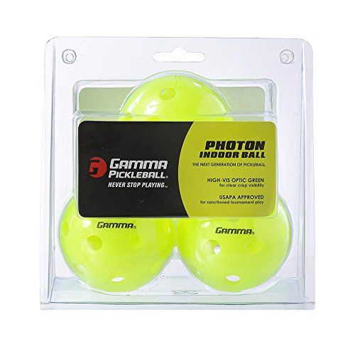 Gamma Sports Photon Indoor Pickleballs - Bolas de Pickleball (3 Unidades), Color Verde