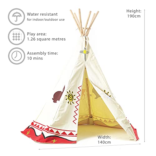 Garden Games - Tienda de Campaña, Teepee Wigwam Play Tent, Lienzo de Algodón Natural