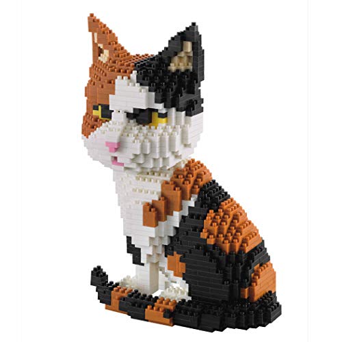 Gato Sentado. Figura para armar con Bloques en Miniatura. 1300 Piezas.