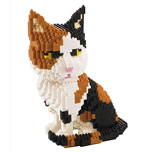 Gato Sentado. Figura para armar con Bloques en Miniatura. 1300 Piezas.