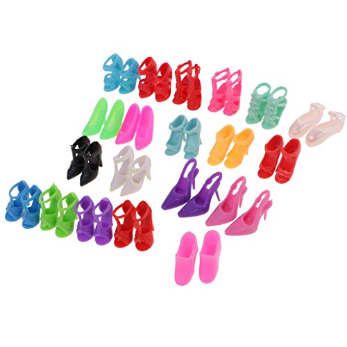 Gazechimp 20 Pares Fashion Zapatos Sandalias de Alto Talón Coloridos para Barbie Muñeca 2cm