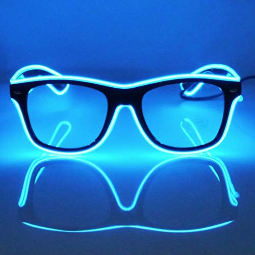 GCBTECH El Alambre Gafas LED Luz de Neón Alambre Novedad Shutter Gafas con Control de vozpara Concierto Concierto Nuevo Loco DJ Disco Club Bar Halloween Navidad Festivales (Azul)