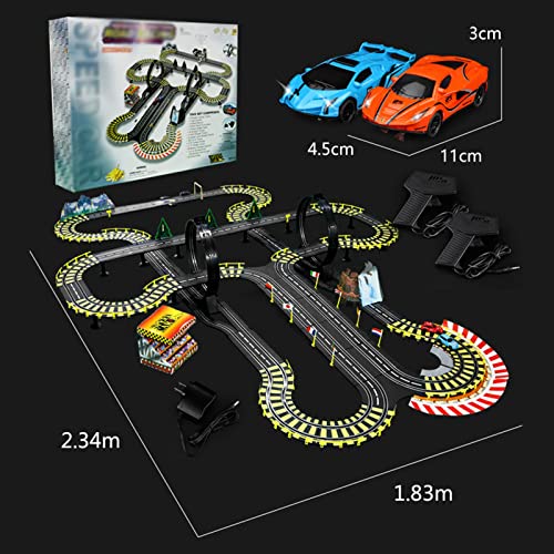 GDFME Rail Car Tracer Racers 14M Slot Cars Track Racing R/C Control Remoto de Alta Velocidad Empalme Track Race Sets Atletismo Track Car