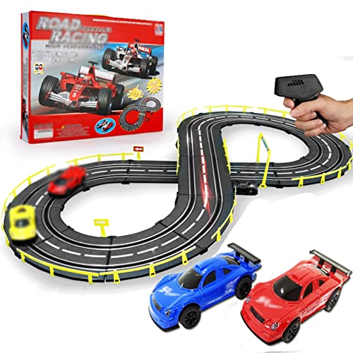 GDFME Track Racing 2.4M Tracer Racers Slot Car Racing Set R/C Control Remoto de Alta Velocidad Rail Car Track Empalme Race Track Sets Coche de Pista de Atletismo