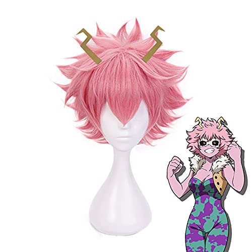 GDYJP My Hero Academia Mina Ashido Peluca Rosa con Headwear Cosplay Disfraz Boku No Hero Academia Resistente al Calor Pelucas de Cabello sintético (Color : Wig and Headwear)