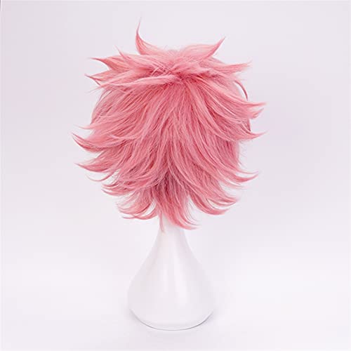 GDYJP My Hero Academia Mina Ashido Peluca Rosa con Headwear Cosplay Disfraz Boku No Hero Academia Resistente al Calor Pelucas de Cabello sintético (Color : Wig and Headwear)