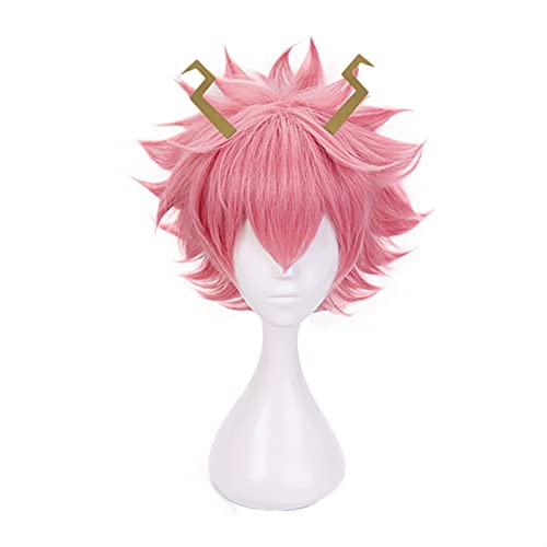 GDYJP My Hero Academia Mina Ashido Peluca Rosa con Headwear Cosplay Disfraz Boku No Hero Academia Resistente al Calor Pelucas de Cabello sintético (Color : Wig and Headwear)