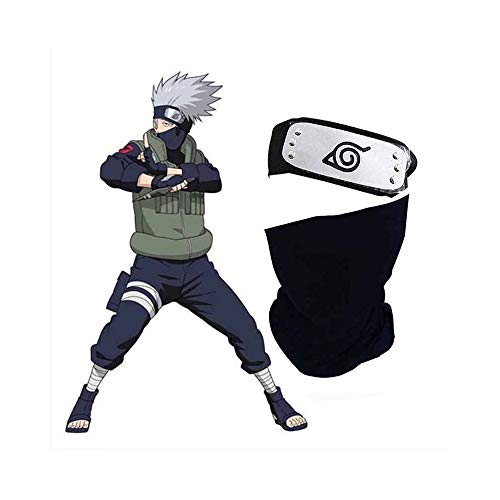 Genérico bandana mas mascara kakashi,cosplay shippuden,set de dos piezas para disfraz ninja kakashi,cosplay para todas las edades genial para eventos anime,bandana