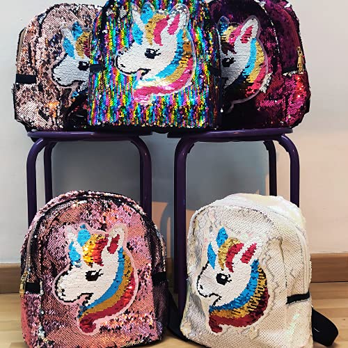 Genérico Mochila niña infantil lentejuelas, mochila para niñas pequeñas de todas las edades, mochila unicornio con lentejuelas (Arcoiris)