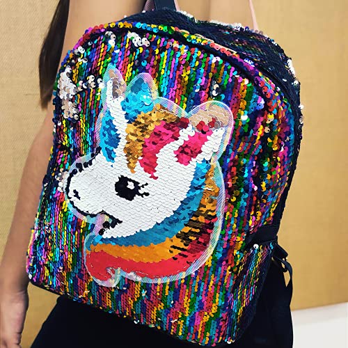 Genérico Mochila niña infantil lentejuelas, mochila para niñas pequeñas de todas las edades, mochila unicornio con lentejuelas (Arcoiris)