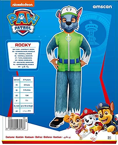 Generique - Disfraz y máscara Rocky niño Paw Patrol - 3-4 años (94-104 cm)