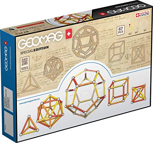 Geomag Edición Especial 783 - Geometría Magnética Leonardo - Construcciones Magnéticas - Máquinas de Leonardo Da Vinci para Niños - Caja de 67 Piezas