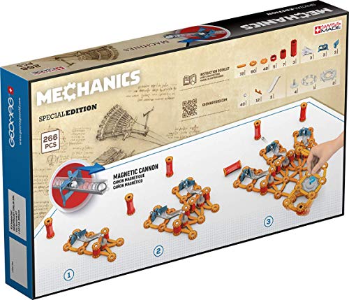 Geomag Edición Especial 784 - Cañón Múltiple Leonardo - Construcciones Magnéticas - Máquinas Leonardo Da Vinci para Niños - Caja de 266 Piezas