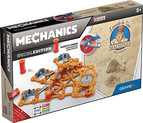 Geomag Edición Especial 784 - Cañón Múltiple Leonardo - Construcciones Magnéticas - Máquinas Leonardo Da Vinci para Niños - Caja de 266 Piezas