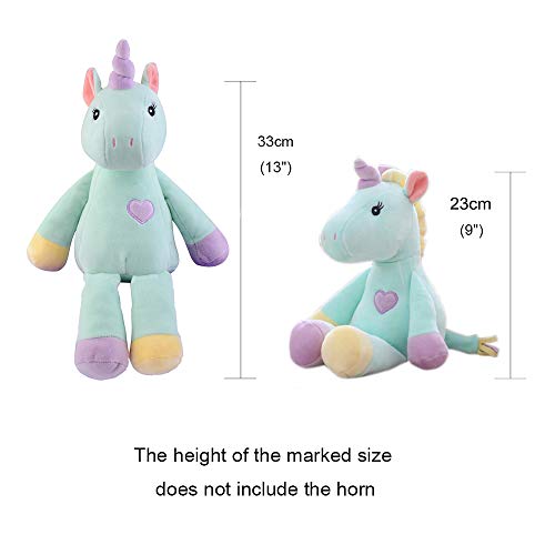 Georgie Porgy Peluche Unicornio Terciopelo Super Suave Osito de Peluche Animal Juguete Suave para Niños (Verde)