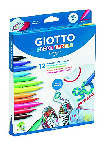 Giotto 494900 - Pack de 12 rotuladores decorativos para tejidos, Permanente