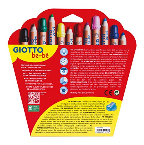 Giotto Be-Bè Súper Lápices Estuche 12 Uds + Sacapuntas