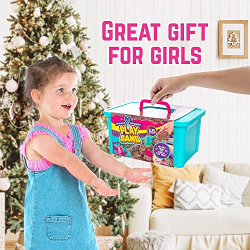 GirlZone Regalos para Niñas Kit de Arena Mágica de Sirena para Jugar- Play Sand Kit Arena Cinética infantil Regalo de Cumpleaños Set de Sirena de Arena Incluye Alfombrilla y Pegatinas de Sirena