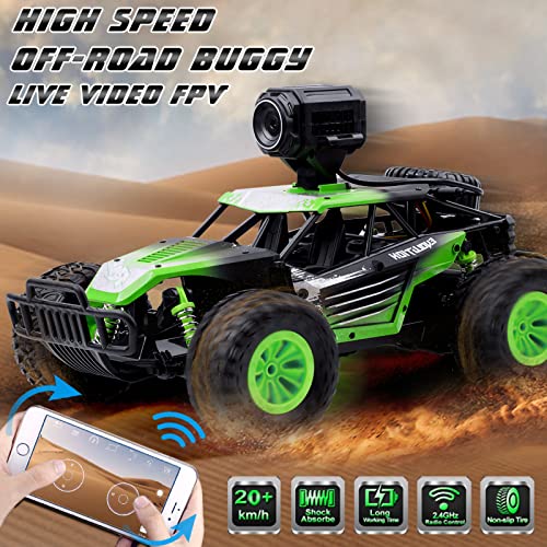 GizmoVine Coche Teledirigido con Cámara, 1:14 Coche RC Escala Coches de Alta Velocidad RC Fast Racing Monster Buggy, Camiones Todoterreno Vehículos Juguetes para Niños Adultos Niños Niñas