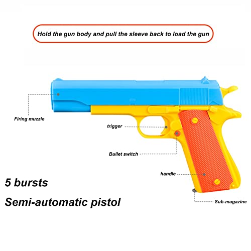 Gkotta Pistola de Juguete de Bala Suave para niños, Pistolas de Batalla de Espuma de Juguete Pistolas de Juguete Multiusos Que parecen Reales, Pistola de Bala Suave Segura(Blue)